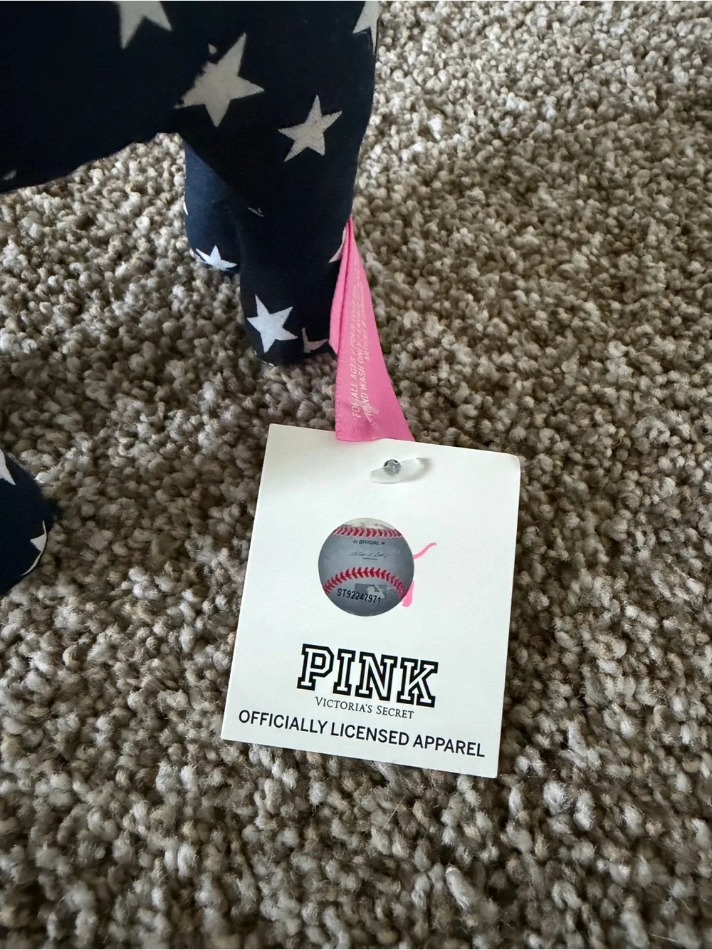 PINK Victoria's Secret Navy Star Cleveland Indians Plush Dog with Red Logo - Picture 5 of 5